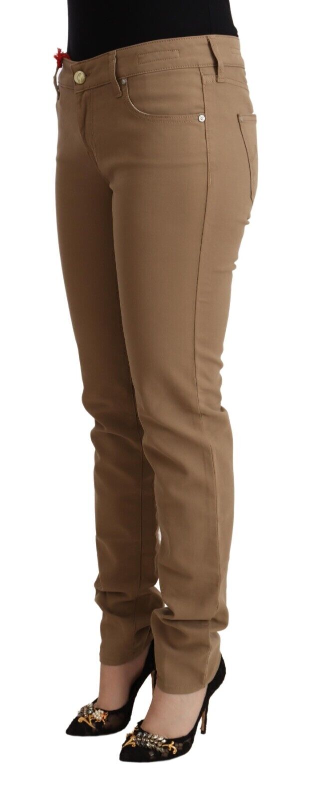 Jacob Cohen Brown Cotton Stretch Mid Waist Skinny Pants - Fizigo