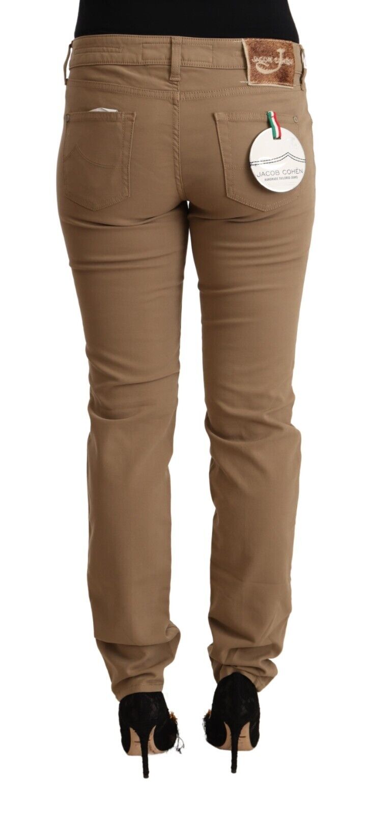 Jacob Cohen Brown Cotton Stretch Mid Waist Skinny Pants - Fizigo