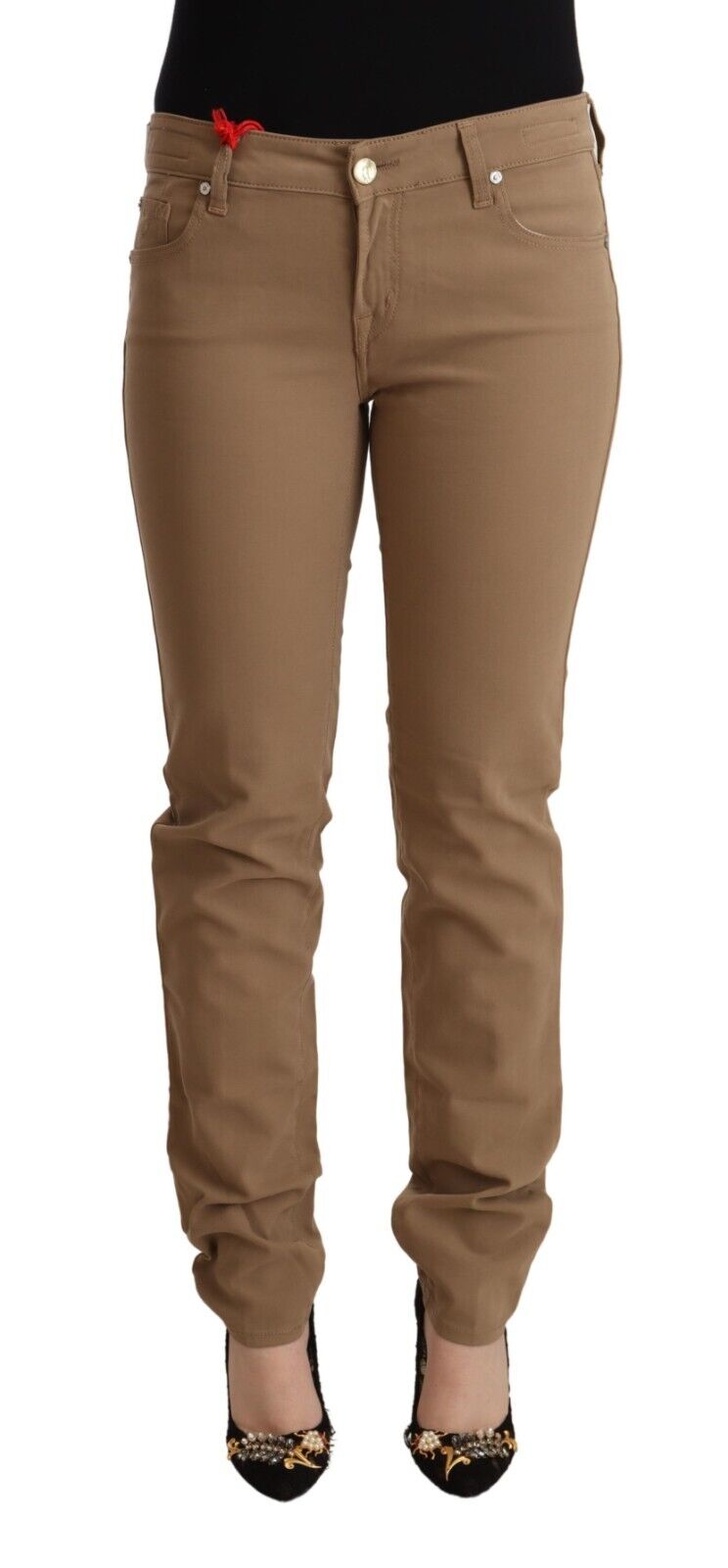 Jacob Cohen Brown Cotton Stretch Mid Waist Skinny Pants - Fizigo