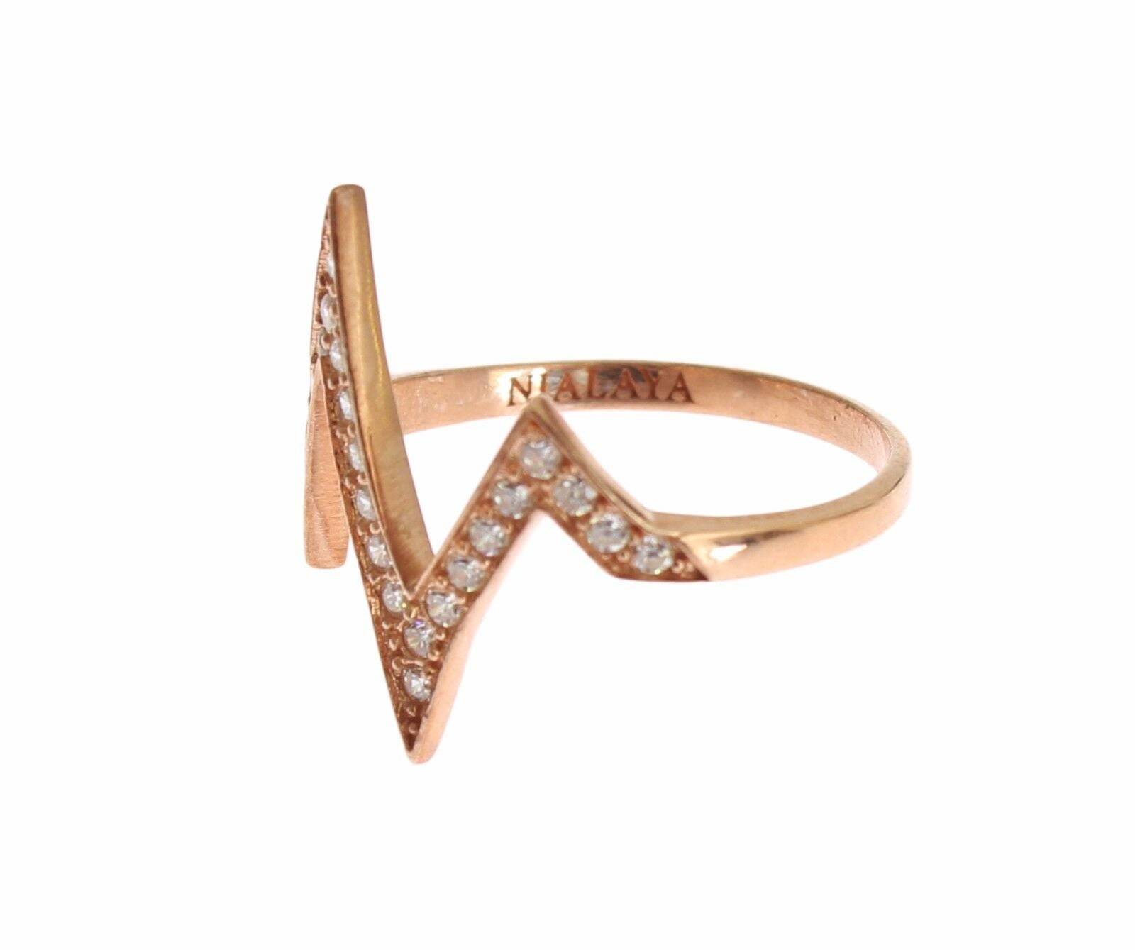 Nialaya Pink Gold 925 Silver Womens Clear Ring - Fizigo