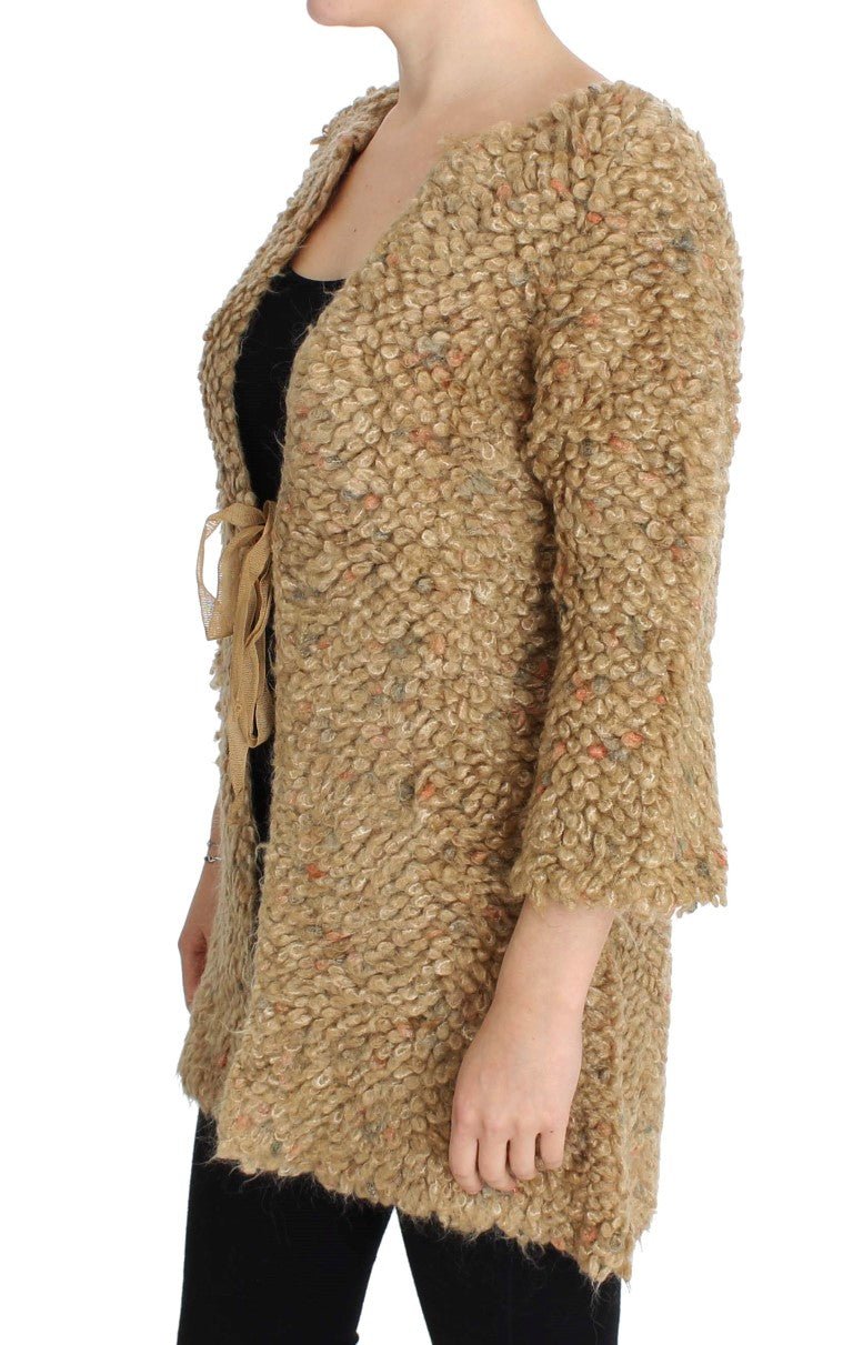 PINK MEMORIES Beige Wool Blend Cape Sweater - Fizigo