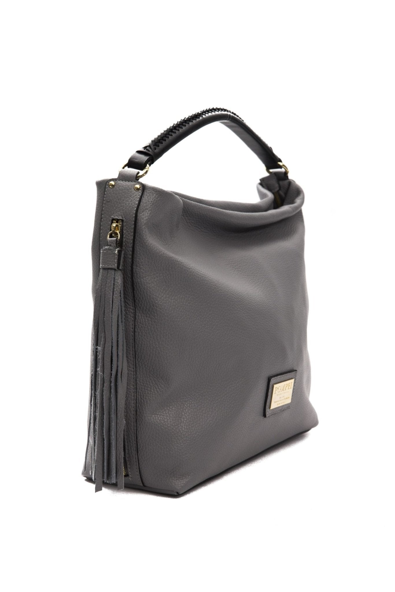 Pompei Donatella Gray Leather Shoulder Bag - Fizigo