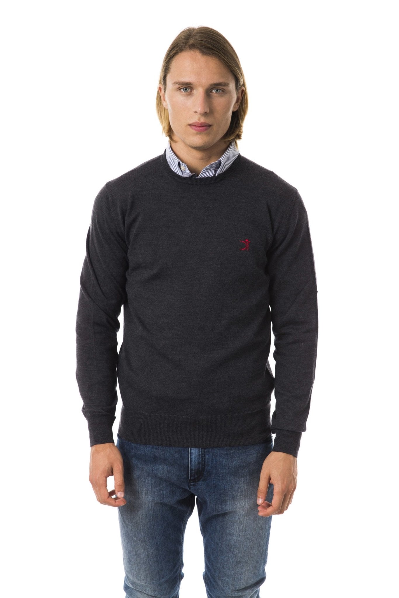 Uominitaliani Gray Merino Wool Sweater - Fizigo